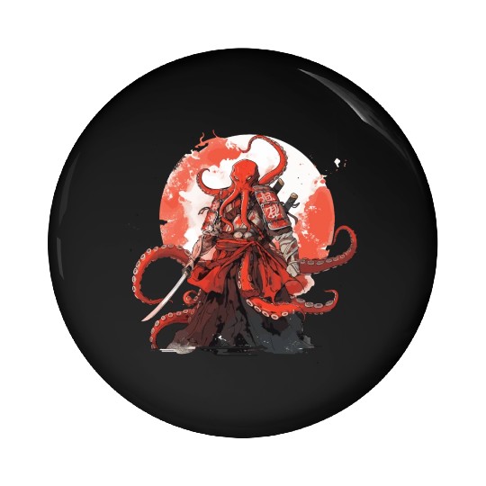 Samurai Katana Sword anime Octopus manga Warrior Pin Buttons