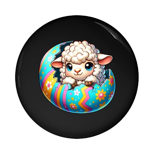 Colorful Lamb Hatching from Easter Egg Cartoon Pin Buttons