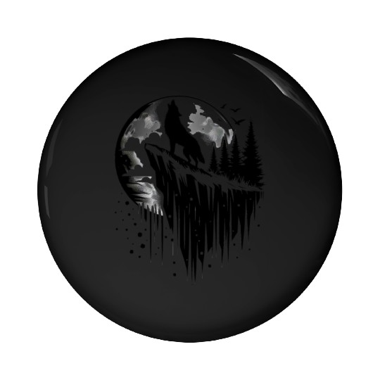 Howling wolf silhouette Pin Buttons