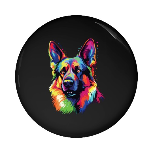 Watercolor Colorful German Shepherd Pin Buttons
