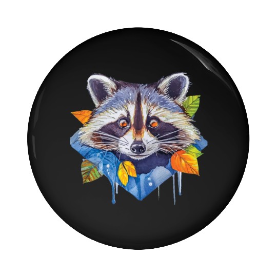 Autumn Raccoon: A Watercolor Wilderness Pin Buttons