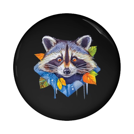 Autumn Raccoon: A Watercolor Wilderness Pin Buttons