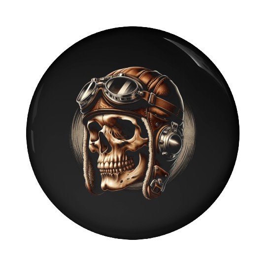 Retro Flight Skull Pin Buttons