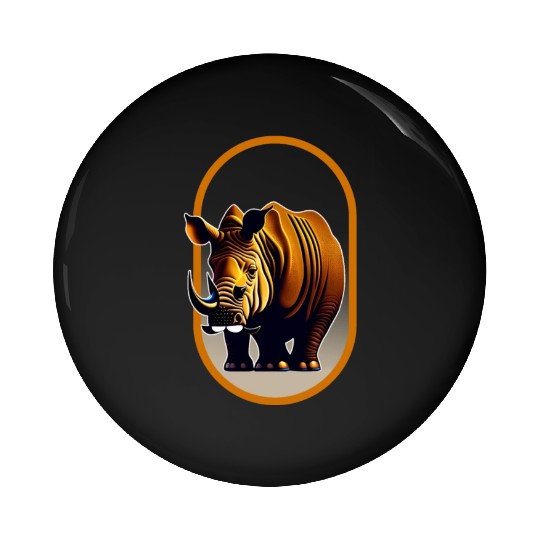 Javan Rhinoceros Illustration Pin Buttons