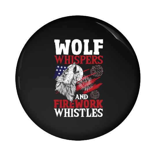 Howling Wolf White Stars Red Stripes American Pin Buttons