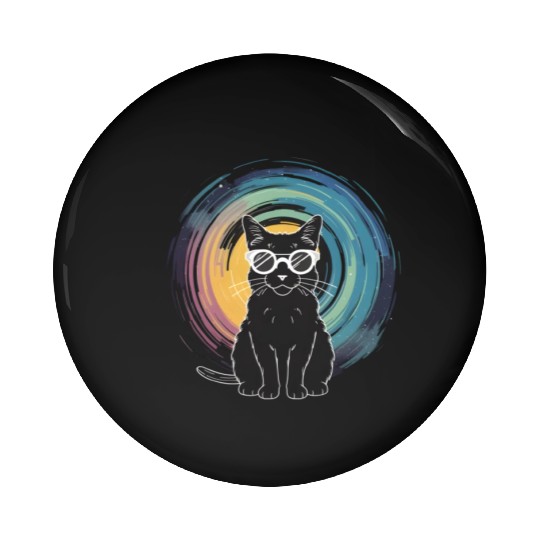Solar Eclipse 2024 Cat Wearing Glasses Pin Buttons