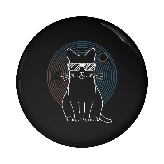 Solar Eclipse 2024 Cat Wearing Glasses Pin Buttons