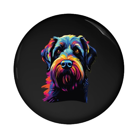 Watercolor Colorful Giant Schnauzer Pin Buttons