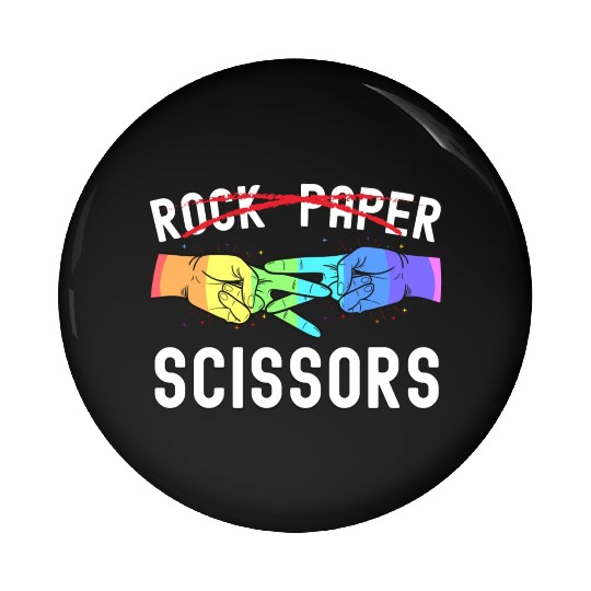 Lesbian Pride Rock Paper Scissors Funny LGBTQ Pin Buttons
