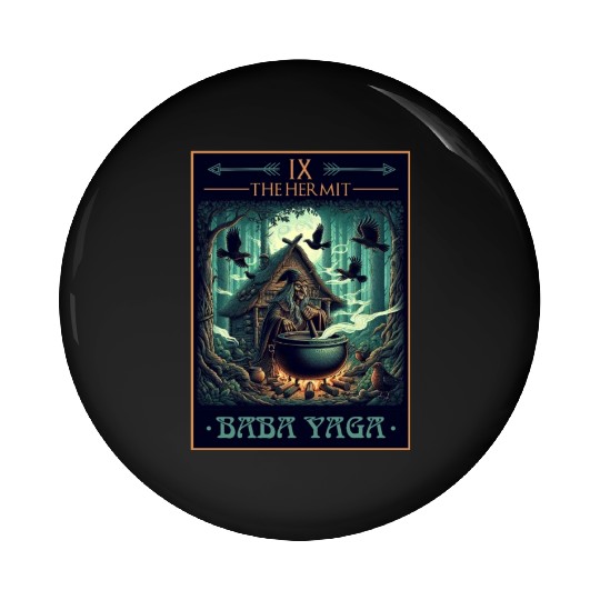 Baba Yaga The Hermit Tarot Card Pagan Witch Pin Buttons
