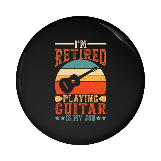 Retired Guitarist Guitar Retro Pin Buttons