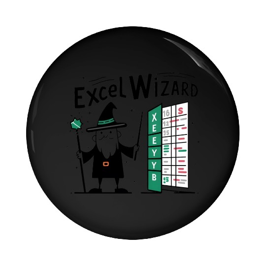 excel wizard funny accountant bookkeepers gift Pin Buttons