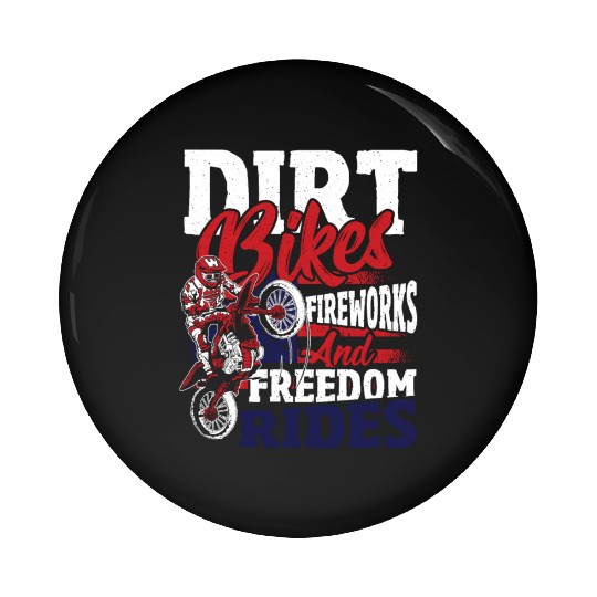 Dirt Bike American Flag Motocross Biker 4th of Pin Buttons