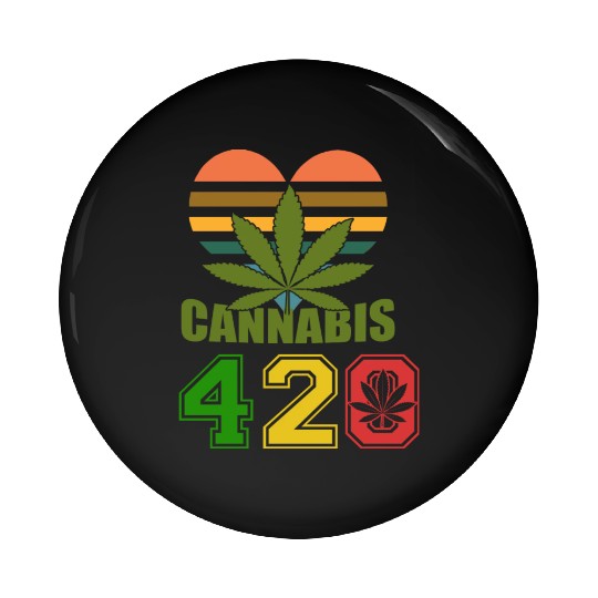 Hysteric 420 Love Good Herb Weed Marijuana Design Pin Buttons