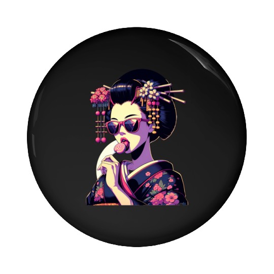 Japanese Geisha in Kimono, Geishas from Kyoto Pin Buttons