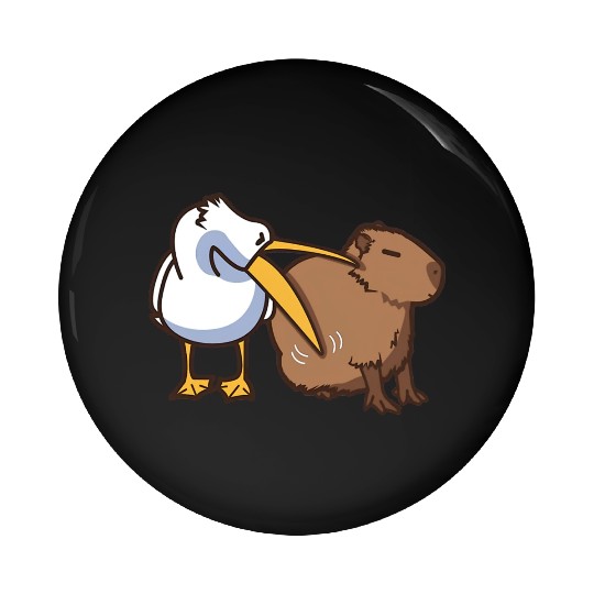 Pelican Tries to Eat Capybara Funny Meme Pin Buttons