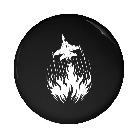 Fighter Jet Model Airplane Fire Flames Flight Pin Buttons