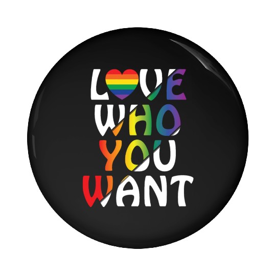 LGBT Love Who You Want Rainbow Heart Gay Pride Pin Buttons