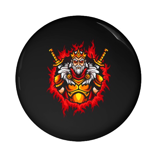 Monarch With Halftone Fire Background Pin Buttons