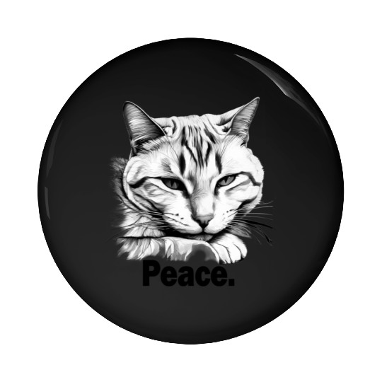 Peaceful Tabby Art Pin Buttons