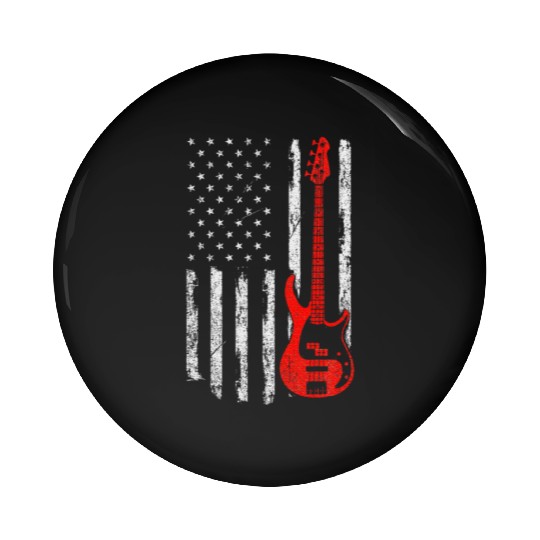 Bassist USA American Flag Bass Guitar Player Pin Buttons