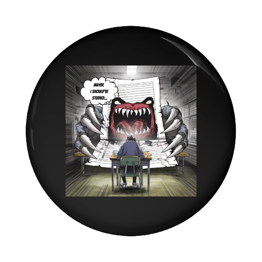 Test Anxiety Student vs Exam Monster Exam Struggle Pin Buttons