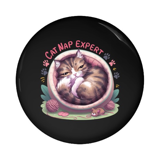 Cat Nap Expert - Funny Cat Outfit! Pin Buttons
