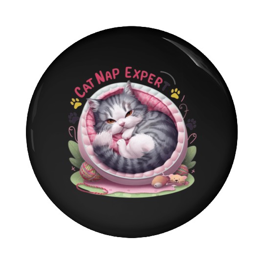 Cat Nap Expert - Funny Cat Outfit! Pin Buttons