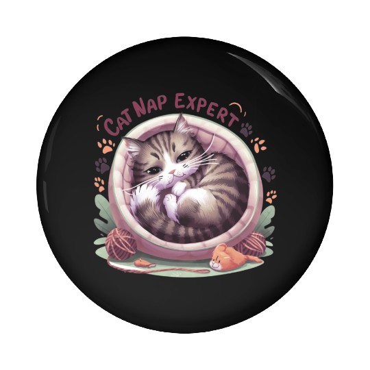 Cat Nap Expert - Funny Cat Outfit! Pin Buttons
