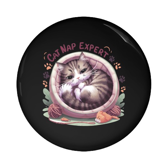 Cat Nap Expert - Funny Cat Outfit! Pin Buttons