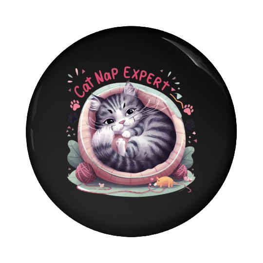 Cat Nap Expert - Funny Cat Outfit! Pin Buttons