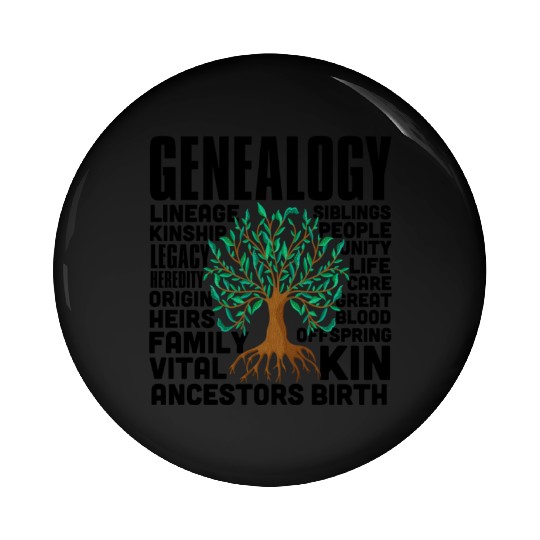 Genealogy Word Cloud Family Ancestry Genealogist Pin Buttons