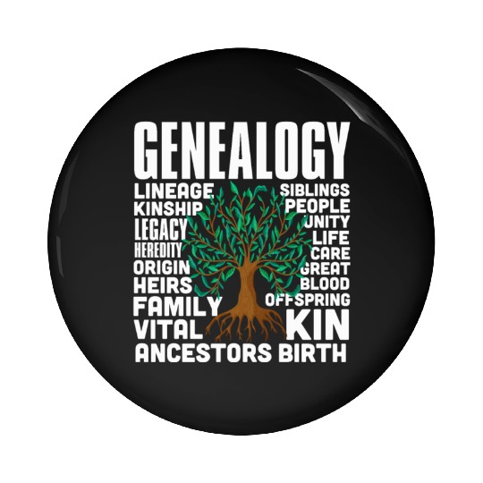 Genealogy Word Cloud Family Ancestry Genealogist Pin Buttons