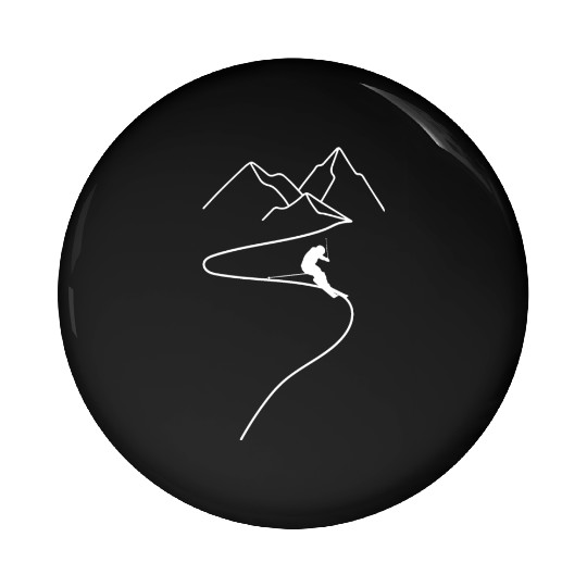 Skiing Mountains Winter sports Nature Pin Buttons