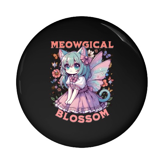Meowgical Blossom Enchanting Fairycore Cat Fantasy Pin Buttons