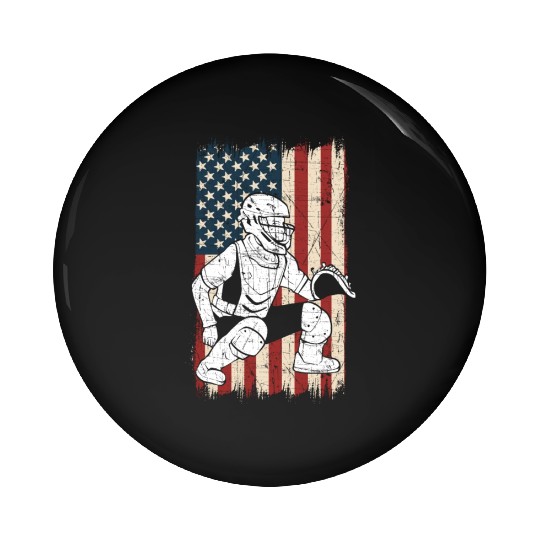 Baseball American Flag Patriotic Catcher 4th of Pin Buttons