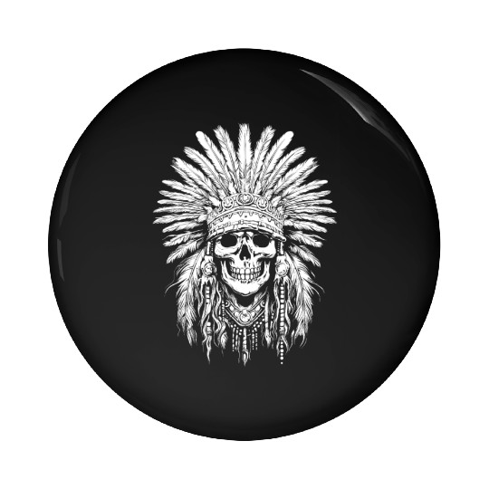 Indigenous Native American Skull Head Pin Buttons
