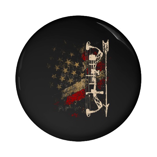 Deer Hunter American Flag Bowhunting Bow Archery Pin Buttons