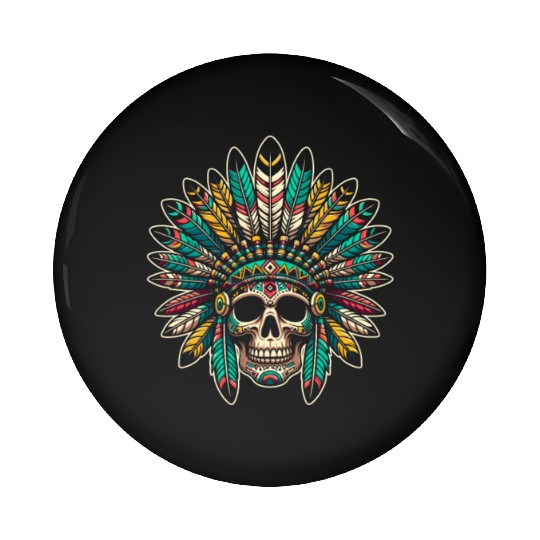 Indigenous Native American Skull Head Pin Buttons