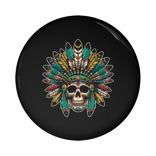 Indigenous Native American Skull Head Pin Buttons