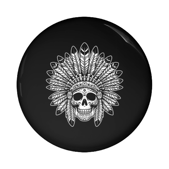 Indigenous Native American Skull Head Pin Buttons