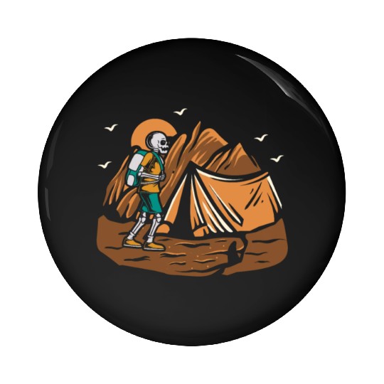 Hiking Hike Skeleton Skull Nature Pin Buttons