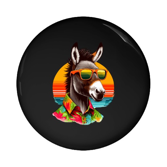 Retro Sunset And Donkey In Color Pin Buttons