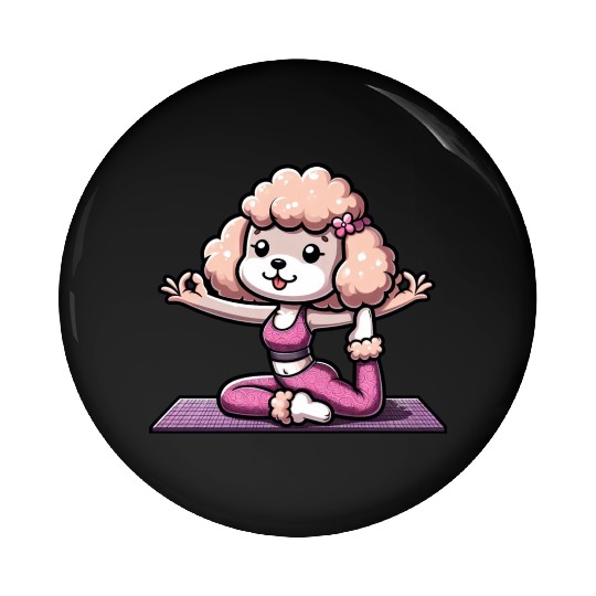 Poodle Lady Yoga Workout & Meditation Pin Buttons