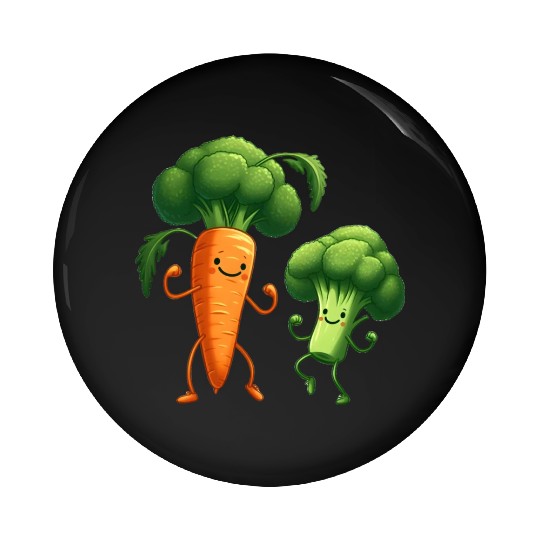 Carrot Dancing with Broccoli Pin Buttons