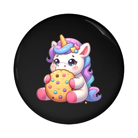 Unicorn Enjoying a Cookie Pin Buttons