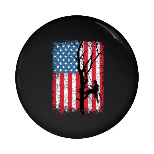 American Flag Arborist Gift For Men Cool Tree Love Pin Buttons