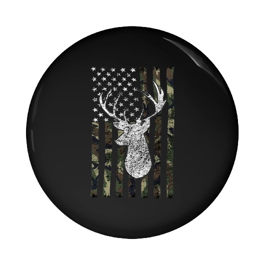Whitetail Buck Deer Hunting American Camouflage Pin Buttons