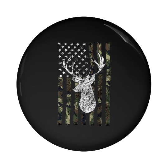 Whitetail Buck Deer Hunting American Camouflage Pin Buttons