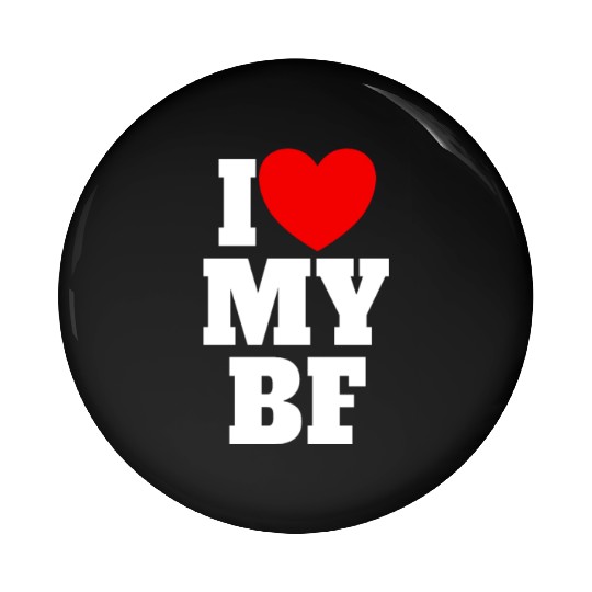 I Love My BF Red Heart Matching Couple Boyfriend Pin Buttons
